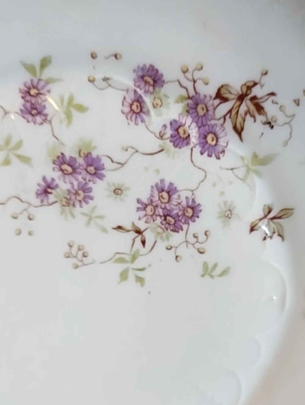 BEAUTIFUL PORCELAIN SERVING PLATE, WITH HANDLES ON EACH SIDE, AND LOVELY FLOWERS